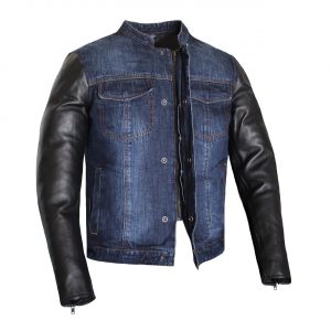 Motorcycle Premium Full Blue Club Style Denim Jacket with Concealed Carry Pockets