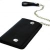 Motorcycle Black Studded Premium Leather Wallet with Removable Chain
