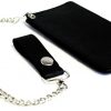 Motorcycle Black Studded Premium Leather Wallet with Removable Chain