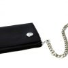 Motorcycle Black Studded Premium Leather Wallet with Removable Chain