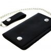 Motorcycle Black Studded Premium Leather Wallet with Removable Chain