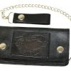 Motorcycle Black Live to Ride Ride to Live Premium Leather Wallet with Removable Chain