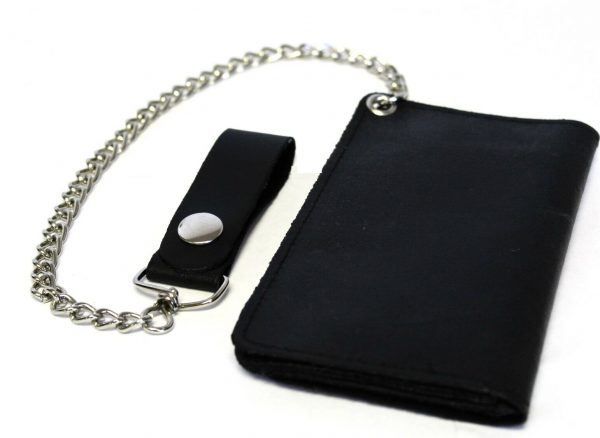 Motorcycle Black Live to Ride Ride to Live Premium Leather Wallet with Removable Chain