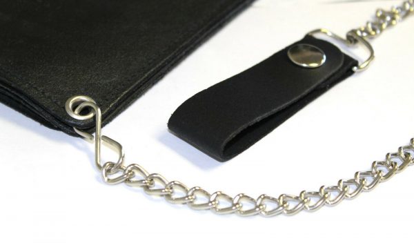 Motorcycle Black Live to Ride Ride to Live Premium Leather Wallet with Removable Chain