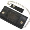 Motorcycle Black Live to Ride Ride to Live Premium Leather Wallet with Removable Chain