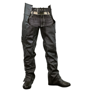 Motorcycle Zip-Out Insulated and Lined Plain Biker Leather Chaps
