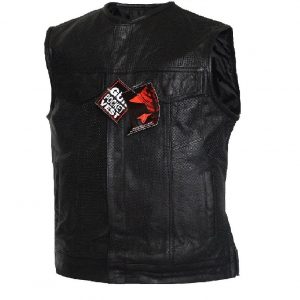 Motorcycle New Full Perforated Biker Leather Vest with Concealed Carry Pockets