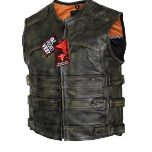 Motorcycle New Brown Side Buckle Leather Vest
