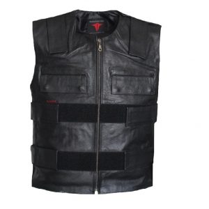 Motorcycle New Black Velcro Straps Vest Concealed Carry Pockets