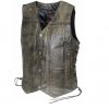 Womens New 10 Pocket Brown Leather Vest with Concealed Carry Pockets