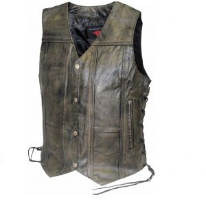 Womens New 10 Pocket Brown Leather Vest with Concealed Carry Pockets
