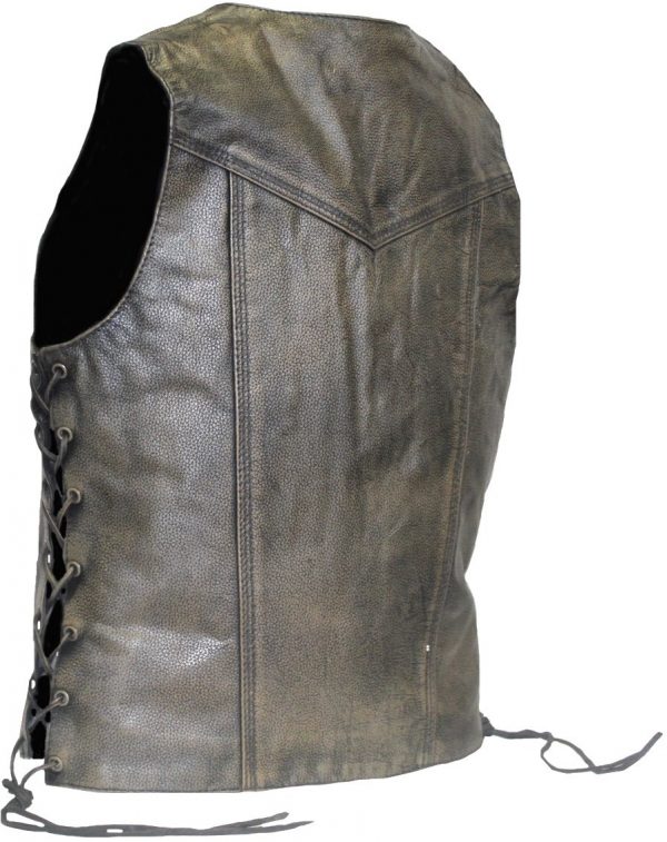 Womens New 10 Pocket Brown Leather Vest with Concealed Carry Pockets