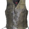 Womens New 10 Pocket Brown Leather Vest with Concealed Carry Pockets