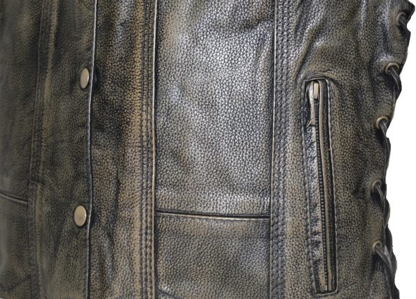 Womens New 10 Pocket Brown Leather Vest with Concealed Carry Pockets