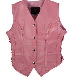 Womens Pink beauty Classic Leather Braided Vest