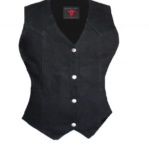 Womens New Black Ladies Denim Vest