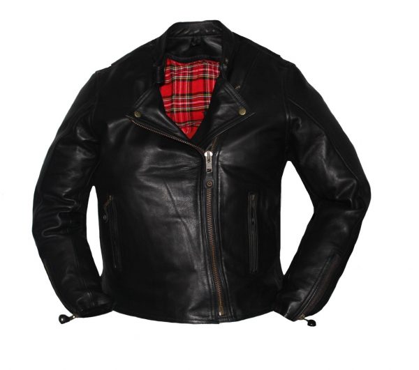 Womens New Biker Naked Leather Jacket with Concealed Carry Pockets Red Flannel Liner