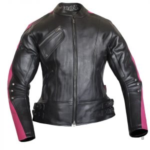 Womens New Pink and Black Biker Leather Jacket with Concealed Carry Pockets