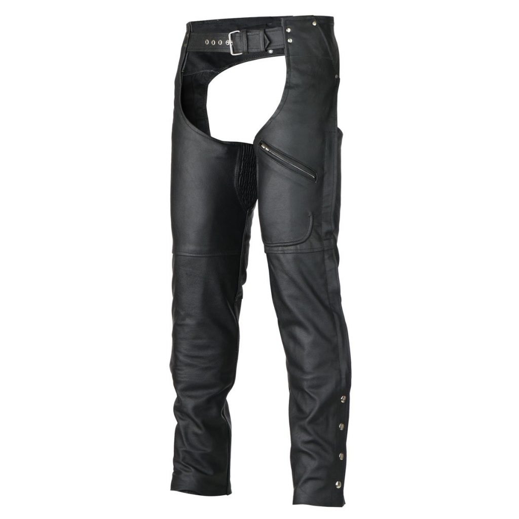 Motorcycle Zip-Out Insulated Pant Style Zipper Pocket Leather Chaps