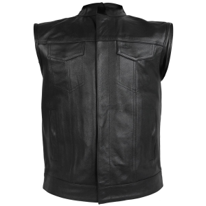 VL914S Vance Leather Zipper and Snap Closure Leather Motorcycle Club Vest