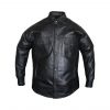 Motorcycle New Black Snap Closure Leather Shirt for Bikers with Concealed Carry Pockets