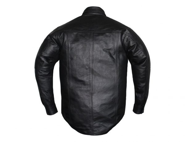 Motorcycle New Black Snap Closure Leather Shirt for Bikers with Concealed Carry Pockets - Image 2