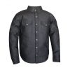 Mens New Motorcycle Premium Black Denim Shirt with Concealed Carry Pockets