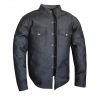 Mens New Motorcycle Premium Black Denim Shirt with Concealed Carry Pockets