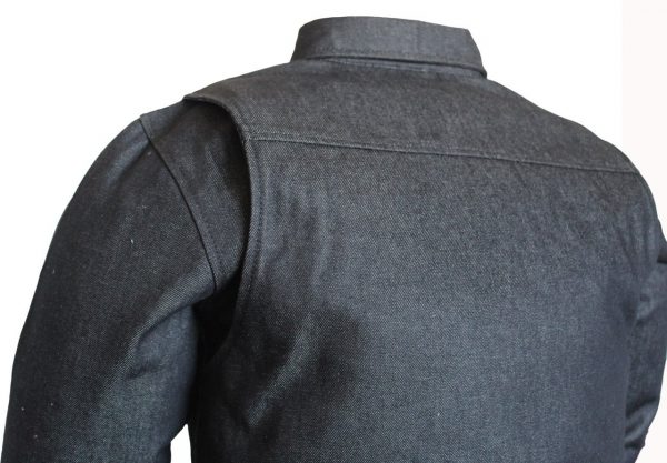 Mens New Motorcycle Premium Black Denim Shirt with Concealed Carry Pockets - Image 2