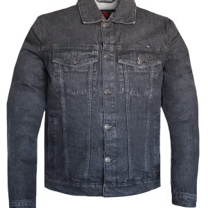 Mens Club Style Black Denim Motorcycle Biker Shirt With Concealed Carry Pockets