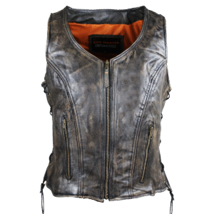 Motorcycle Vance Leather High Mileage Ladies Distressed Brown Lace Side Vest