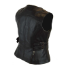 Motorcycle Ladies Black Leather Vest with Buckles