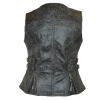 Motorcycle Ladies Distressed Gray Premium Leather Concealed Carry Motorcycle Vest