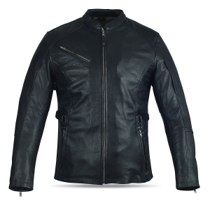 Motorcycle High Mileage Ladies Black Fringe and Rivet Leather Jacket