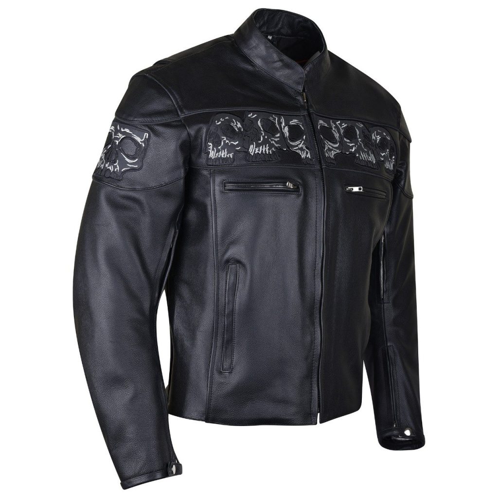 Motorcycle New Reflective Skull Premium Cowhide Leather Motorcycle Jacket