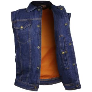 VB917 Men's Black or Blue Denim Vest with Collar