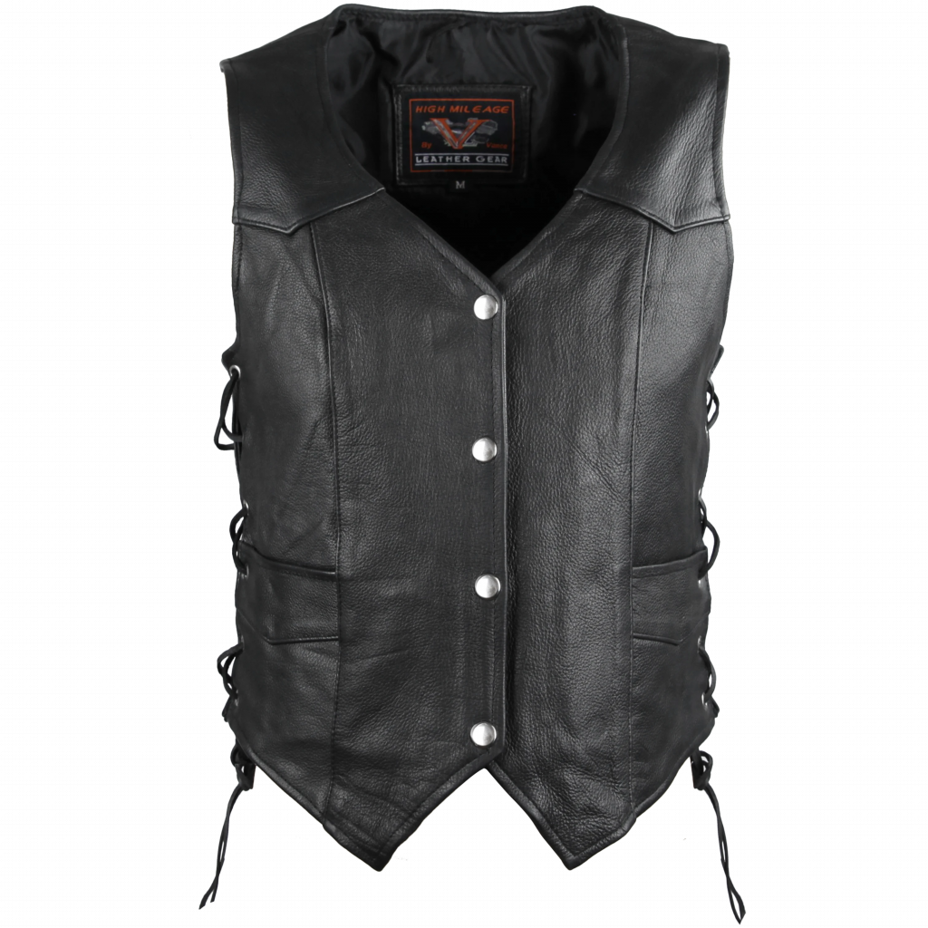 Motorcycle Ladies Naked Leather Vest With Lace Sides