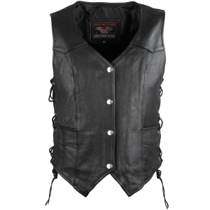 Motorcycle Ladies Naked Leather Vest With Lace Sides