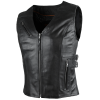 Motorcycle Ladies Black Leather Vest with Buckles