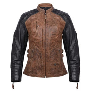 Motorcycle Ladies High Mileage Black and Brown Jacket