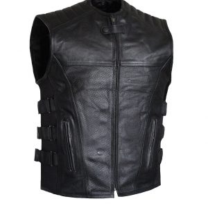 Men's Motorcycle Black Swat Premium Leather Vest