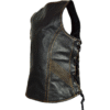 Motorcycle Vance Women's Black Lace Side Zipper Pocket Premium Cowhide Leather Biker Motorcycle Vest