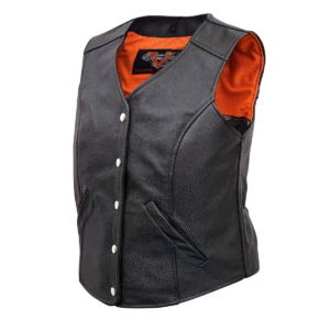 Motorcycle Ladies Five Snap Premium Leather Vest