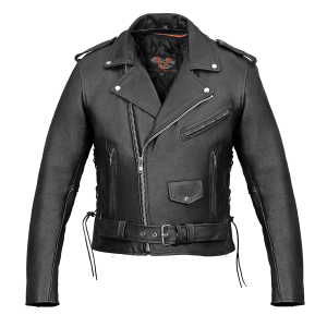 VL515 TG Men's Premium Leather Classic Motorcycle Jacket Lace Sides & Z/O Liner