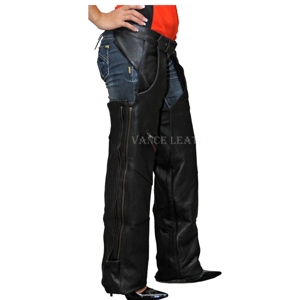 Motorcycle Vance Leather Double Zippered Naked Leather Chap