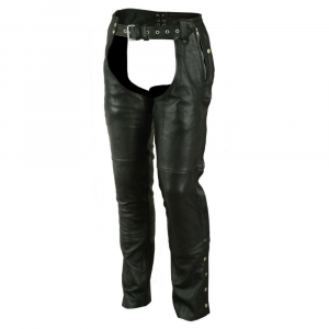 Vance Leather Men and Women Black Four Pocket Biker Leather Motorcycle Chaps