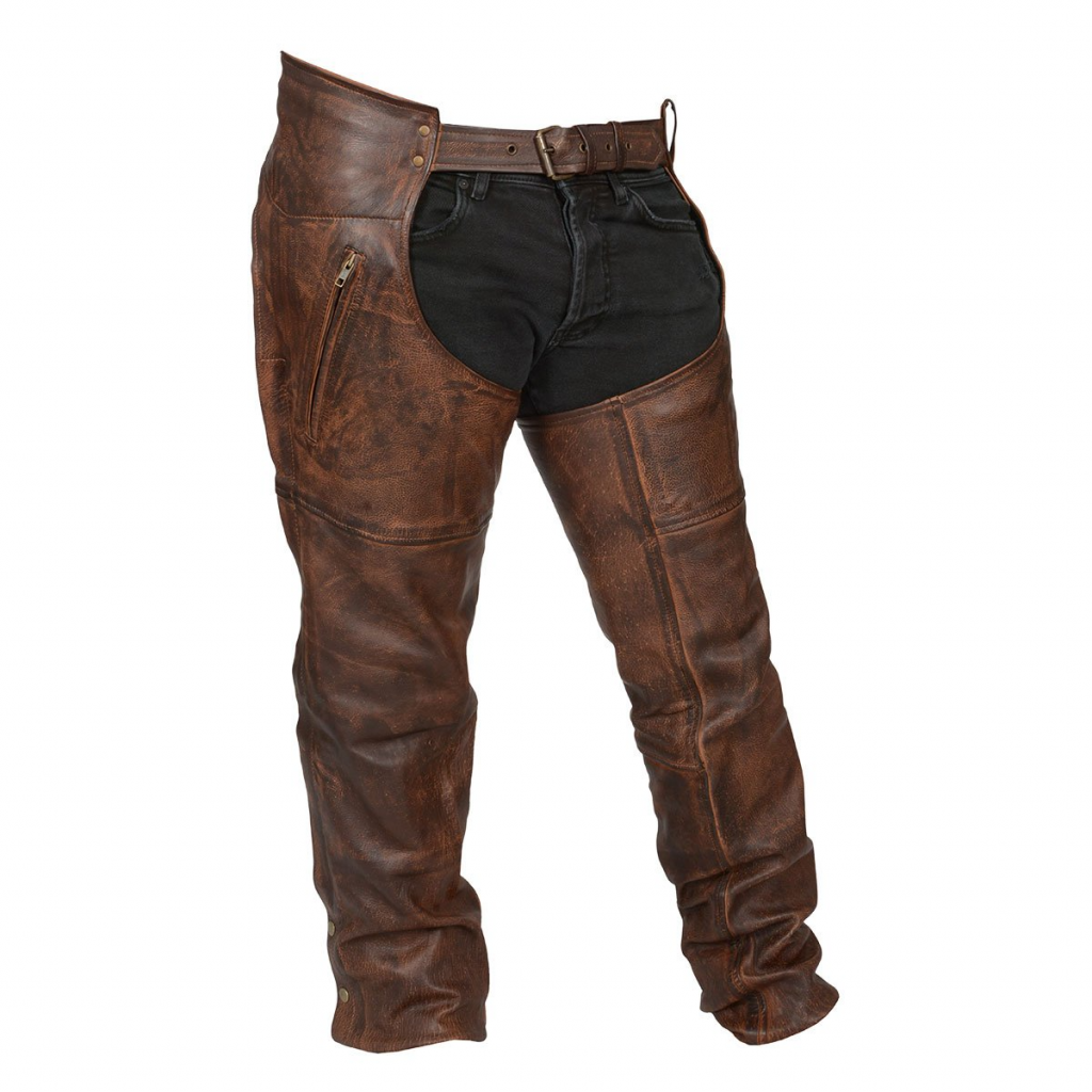 Motorcycle Vance Leather High Mileage Vintage Brown Leather Chap