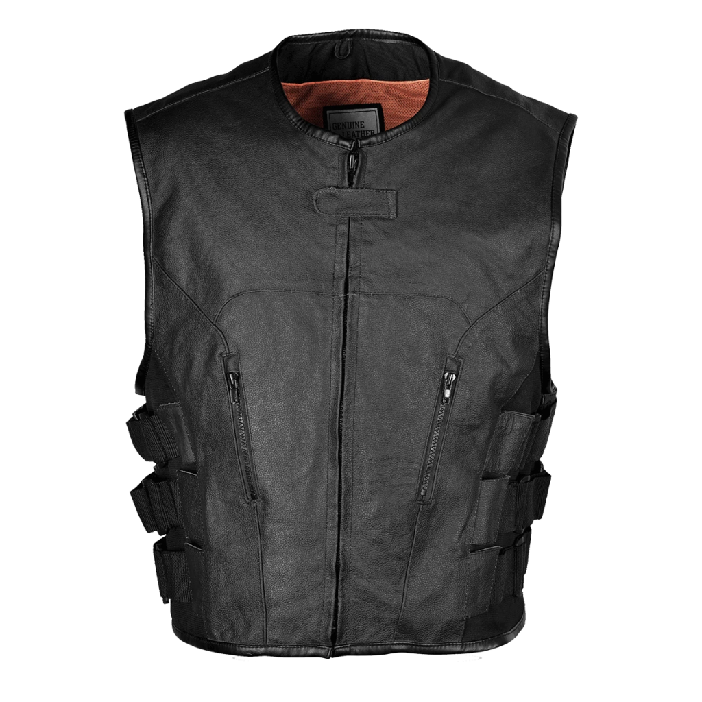 VL904S Vance Leather Men's Basic Leather Tactical Style Vest