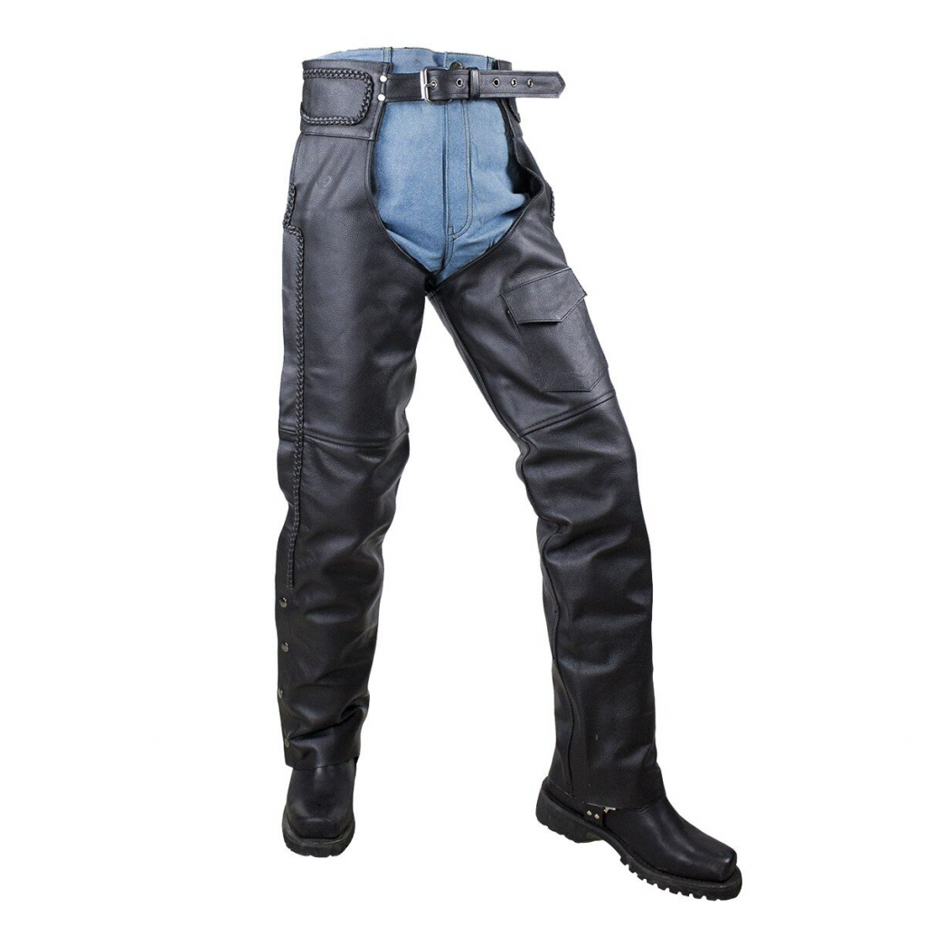 Motorcycle Vance Leather Basic economy Leather Chaps with Braid Trim