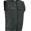MOTORCYCLE MEN’S LEATHER/DENIM COMBO VEST WITHOUT COLLAR